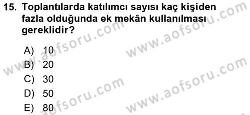 Modern Büro Yönetimi Dersi 2024 - 2025 Yılı (Vize) Ara Sınav Soruları 15. Soru
