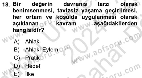 Modern Büro Yönetimi Dersi 2024 - 2025 Yılı (Vize) Ara Sınav Soruları 18. Soru