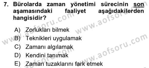 Modern Büro Yönetimi Dersi 2024 - 2025 Yılı (Vize) Ara Sınav Soruları 7. Soru