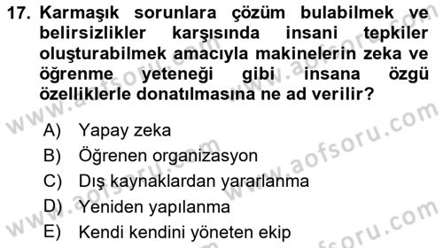 Modern Büro Yönetimi Dersi 2024 - 2025 Yılı (Final) Dönem Sonu Sınav Soruları 17. Soru