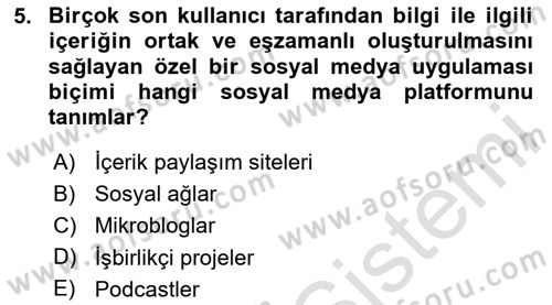 Modern Büro Yönetimi Dersi 2024 - 2025 Yılı (Final) Dönem Sonu Sınav Soruları 5. Soru