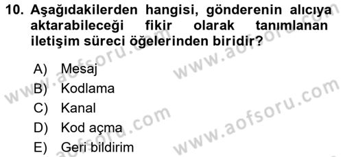 Modern Büro Yönetimi Dersi 2025 - 2026 Yılı (Final) Dönem Sonu Sınav Soruları 10. Soru