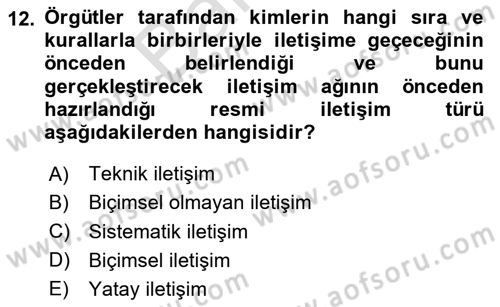 Modern Büro Yönetimi Dersi 2025 - 2026 Yılı (Final) Dönem Sonu Sınav Soruları 12. Soru