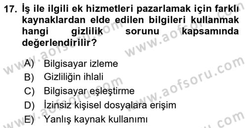Modern Büro Yönetimi Dersi 2025 - 2026 Yılı (Final) Dönem Sonu Sınav Soruları 17. Soru