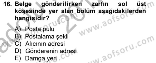 Dosyalama Arşivleme Dersi 2012 - 2013 Yılı (Vize) Ara Sınav Soruları 16. Soru