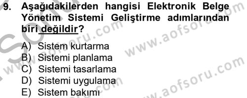 Dosyalama Arşivleme Dersi 2012 - 2013 Yılı (Final) Dönem Sonu Sınav Soruları 9. Soru