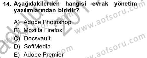 Dosyalama Arşivleme Dersi 2013 - 2014 Yılı (Vize) Ara Sınav Soruları 14. Soru
