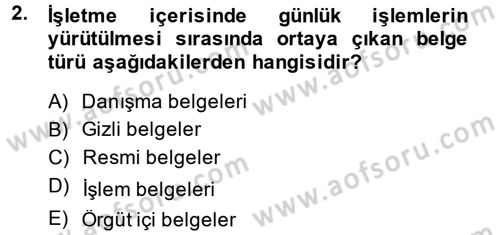 Dosyalama Arşivleme Dersi 2013 - 2014 Yılı (Vize) Ara Sınav Soruları 2. Soru