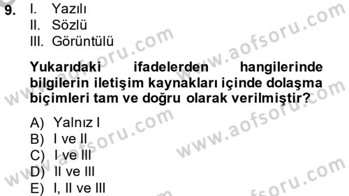 Dosyalama Arşivleme Dersi 2013 - 2014 Yılı (Vize) Ara Sınav Soruları 9. Soru