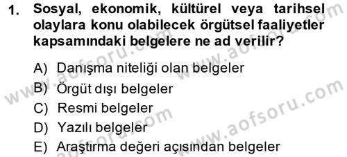 Dosyalama Arşivleme Dersi 2013 - 2014 Yılı (Final) Dönem Sonu Sınav Soruları 1. Soru