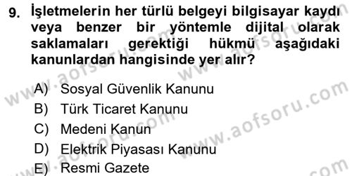 Dosyalama Arşivleme Dersi 2015 - 2016 Yılı (Final) Dönem Sonu Sınav Soruları 9. Soru