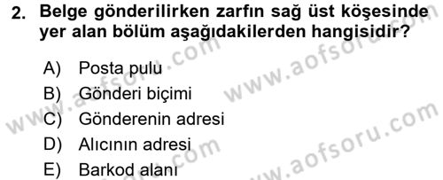 Dosyalama Arşivleme Dersi 2016 - 2017 Yılı (Vize) Ara Sınav Soruları 2. Soru
