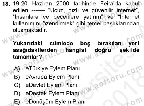Dosyalama Arşivleme Dersi 2017 - 2018 Yılı (Final) Dönem Sonu Sınav Soruları 18. Soru