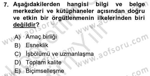 Dosyalama Arşivleme Dersi 2020 - 2021 Yılı Yaz Okulu Sınav Soruları 7. Soru
