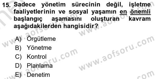 Dosyalama Arşivleme Dersi 2021 - 2022 Yılı (Vize) Ara Sınavı 15. Soru