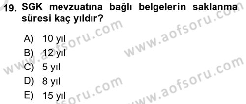 Dosyalama Arşivleme Dersi 2021 - 2022 Yılı Yaz Okulu Sınav Soruları 19. Soru