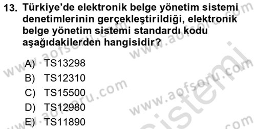 Dosyalama Arşivleme Dersi 2022 - 2023 Yılı Yaz Okulu Sınav Soruları 13. Soru