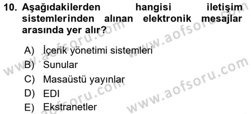 Dosyalama Arşivleme Dersi 2023 - 2024 Yılı (Final) Dönem Sonu Sınav Soruları 10. Soru