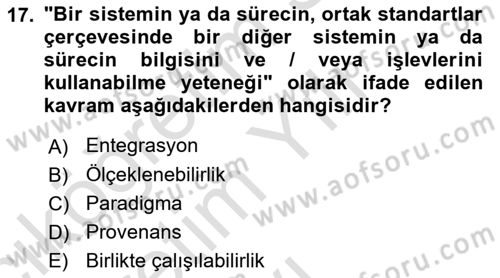 Dosyalama Arşivleme Dersi 2023 - 2024 Yılı Yaz Okulu Sınav Soruları 17. Soru