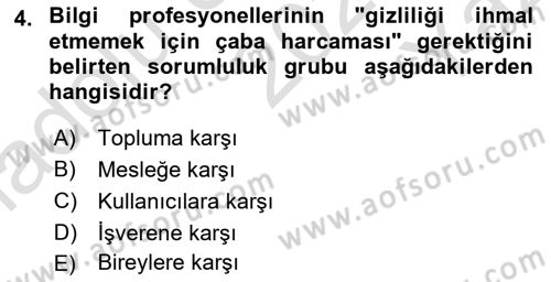 Dosyalama Arşivleme Dersi 2023 - 2024 Yılı Yaz Okulu Sınav Soruları 4. Soru