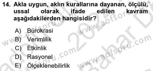 Dosyalama Arşivleme Dersi 2024 - 2025 Yılı (Vize) Ara Sınav Soruları 14. Soru