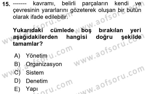 Dosyalama Arşivleme Dersi 2024 - 2025 Yılı (Vize) Ara Sınav Soruları 15. Soru