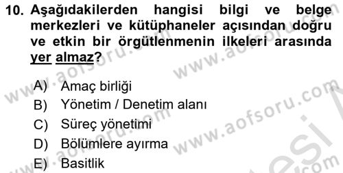 Dosyalama Arşivleme Dersi 2024 - 2025 Yılı Yaz Okulu Sınav Soruları 10. Soru