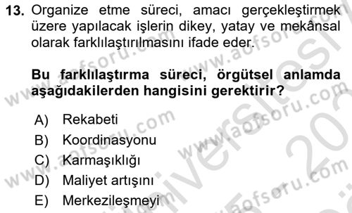 Dosyalama Arşivleme Dersi 2025 - 2026 Yılı (Vize) Ara Sınav Soruları 13. Soru