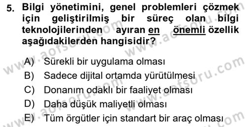 Dosyalama Arşivleme Dersi 2025 - 2026 Yılı (Vize) Ara Sınav Soruları 5. Soru