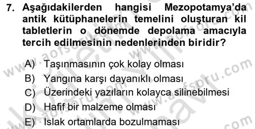 Dosyalama Arşivleme Dersi 2025 - 2026 Yılı (Vize) Ara Sınav Soruları 7. Soru