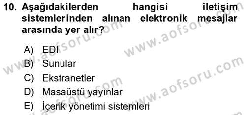 Dosyalama Arşivleme Dersi 2025 - 2026 Yılı (Final) Dönem Sonu Sınav Soruları 10. Soru