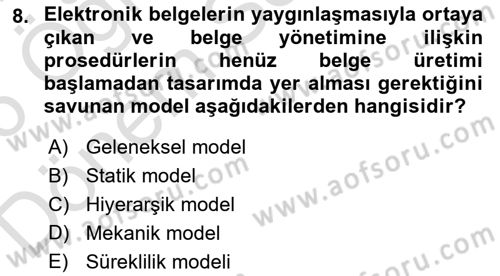 Dosyalama Arşivleme Dersi 2025 - 2026 Yılı (Final) Dönem Sonu Sınav Soruları 8. Soru