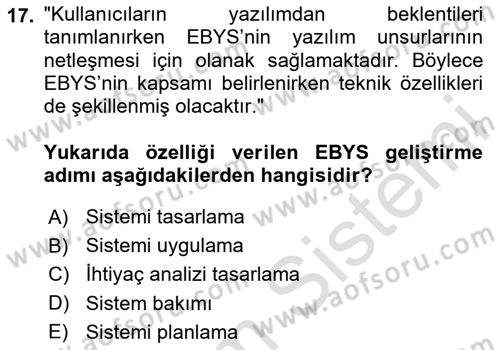 Dosyalama Arşivleme Dersi 2025 - 2026 Yılı Yaz Okulu Sınav Soruları 17. Soru