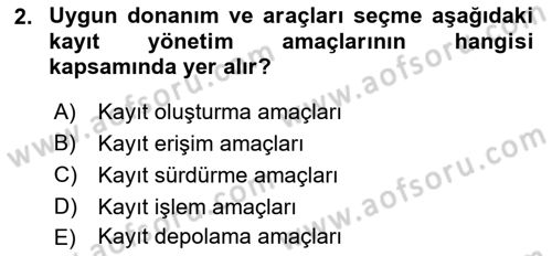 Dosyalama Arşivleme Dersi 2025 - 2026 Yılı Yaz Okulu Sınav Soruları 2. Soru