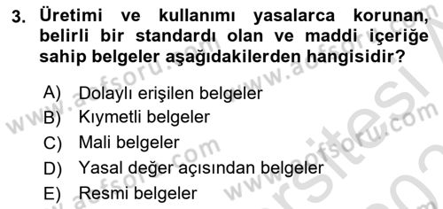 Dosyalama Arşivleme Dersi 2025 - 2026 Yılı Yaz Okulu Sınav Soruları 3. Soru