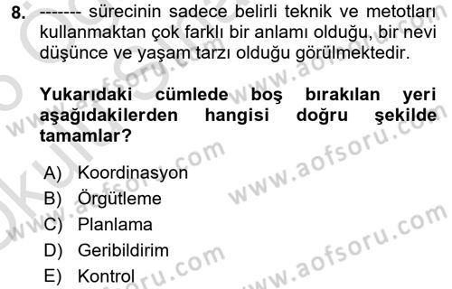 Dosyalama Arşivleme Dersi 2025 - 2026 Yılı Yaz Okulu Sınav Soruları 8. Soru