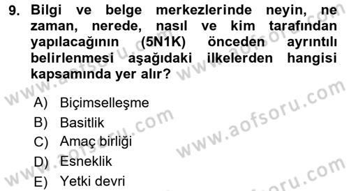 Dosyalama Arşivleme Dersi 2025 - 2026 Yılı Yaz Okulu Sınav Soruları 9. Soru
