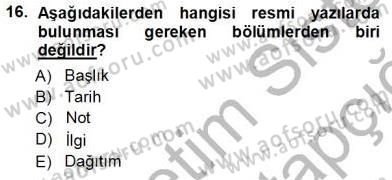 Mesleki Yazışmalar Dersi Ara Sınavı Deneme Sınav Soruları 16. Soru
