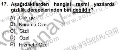 Mesleki Yazışmalar Dersi Ara Sınavı Deneme Sınav Soruları 17. Soru