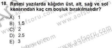 Mesleki Yazışmalar Dersi Ara Sınavı Deneme Sınav Soruları 18. Soru