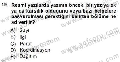Mesleki Yazışmalar Dersi Ara Sınavı Deneme Sınav Soruları 19. Soru