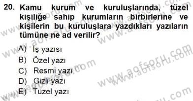 Mesleki Yazışmalar Dersi Ara Sınavı Deneme Sınav Soruları 20. Soru