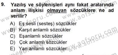 Mesleki Yazışmalar Dersi 2012 - 2013 Yılı (Vize) Ara Sınav Soruları 9. Soru