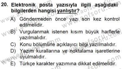 Mesleki Yazışmalar Dersi 2012 - 2013 Yılı (Final) Dönem Sonu Sınav Soruları 20. Soru
