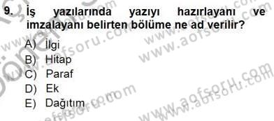 Mesleki Yazışmalar Dersi 2012 - 2013 Yılı (Final) Dönem Sonu Sınav Soruları 9. Soru