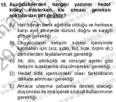 Mesleki Yazışmalar Dersi Ara Sınavı Deneme Sınav Soruları 15. Soru