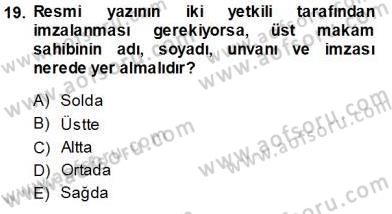 Mesleki Yazışmalar Dersi Ara Sınavı Deneme Sınav Soruları 19. Soru
