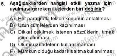 Mesleki Yazışmalar Dersi Ara Sınavı Deneme Sınav Soruları 5. Soru