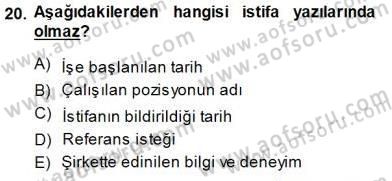 Mesleki Yazışmalar Dersi 2013 - 2014 Yılı (Final) Dönem Sonu Sınav Soruları 20. Soru