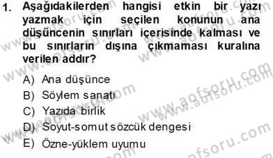 Mesleki Yazışmalar Dersi 2013 - 2014 Yılı Tek Ders Sınav Soruları 1. Soru